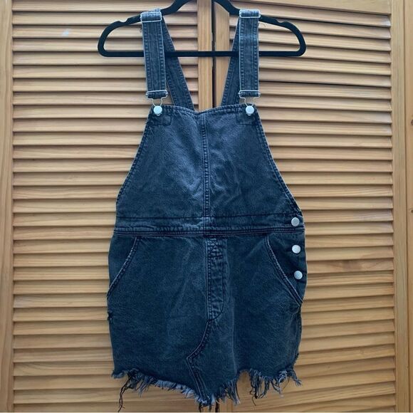 Free People Black Denim Overall Dress Medium - Picture 4 of 4